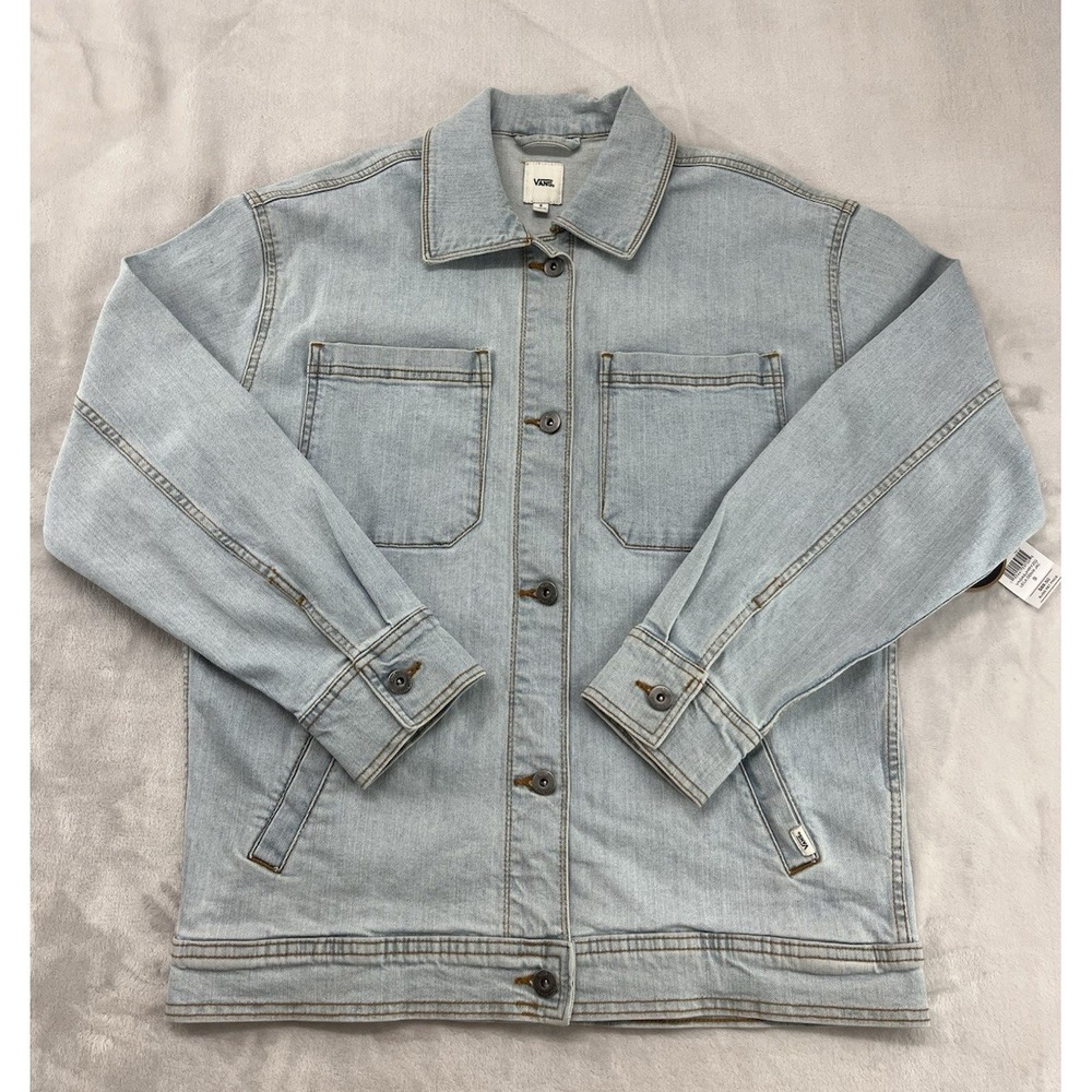 VANS Surf Supply Leila Jacket Women Small Water Wash Denim Trucker Embroidered